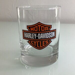 Harley Davidson Double Old fashion glass 10 oz Core Bar & Shield logo glass EUC